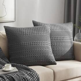 Ivellow 798056605309 Waffle Weave Pillowcases 100% Cotton Pillow Sham 26 Inch X26 Gre