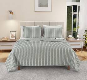 Izod 904424208900 100% Cotton Percale Pre-washed Quilt Set Ultra-soft And Reversible Bedding Ki