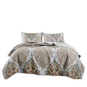 Jaba 843688110711 3-piece Fine Printed King Size Quilt Set All Season Bedspread Gevira Lightw