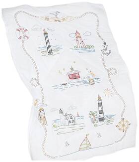 Jack Dempsey Needle Art 013155645545 Stamped White Lap Quilt Top 40 By 60-inch Lighthouses