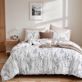 Janzaa 705644750815 Twin Comforter Set White Floral Bedding Sets 2 Pieces Flower