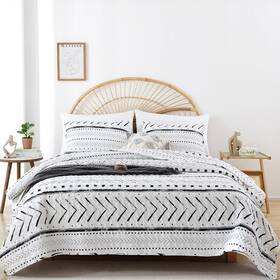 Dyushf09 Janzaa Boho Bedding Bedspreads Queen Size 3 Pcs Bohemian / Full White