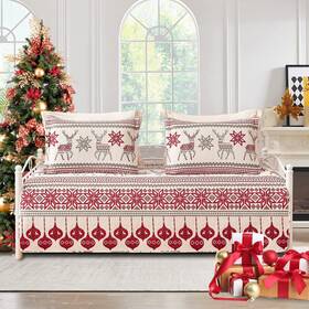 Jarson 445004965994 3-piece Christmas Daybed Cover Set Twin Xmas Bedding Sets Patchwor