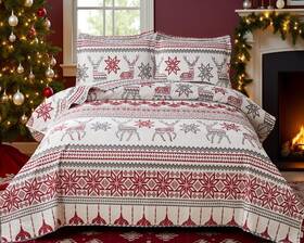 Christmas-8-q Jarson Christmas Quilt Set Queen Size 3-piece Xmas Bedspread Coverlet With Reindeer