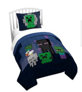 Jay Franco 032281411350 Minecraft Bad Night Full/queen Quilt And Sham Set