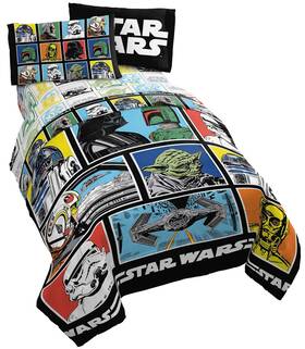 Jay Franco 032281413019 Star Wars Classic Grid 4 Piece Twin Bed Set - Includes Reversible