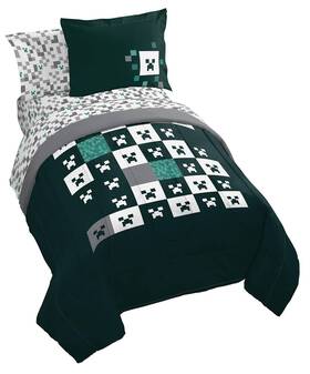 Jay Franco 032281430054 Minecraft Creeper Full Comforter Set - 7 Piece Gamer Bedding Inclu