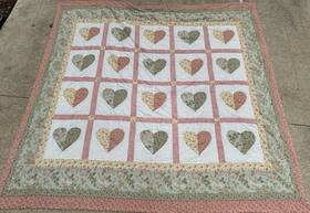 714-3481 Jcpenney Home Collection Vintage Queen Quilt Hearts Pattern Multicolor Polyester Cotton