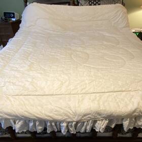 Mpj41185 Jcpenney Home Collection Twin Ruffled Quilted Bedspread Floral White Vintage