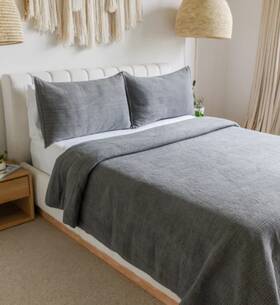 1773250 Jennifer Adams 3-piece Qn Stonewash Quilt Set Gray Queen