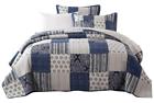 Jhw-660-t Dada Bedding Collection Patchwork Bedspread Set Denim Blue Elegance Cotton