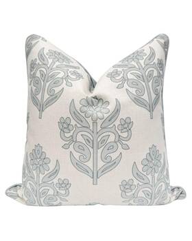 Wi23-nap-20 Jillien Harbor Inch The Naples Floral Block Print Pillow Cover Grey And White