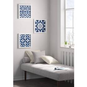 86343644 Jla Home 3pc Patterned Tiles Paper Printed With Gel Coat Set Navy - Madison Park