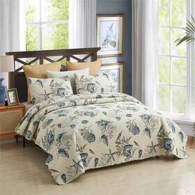 Jml 313025628624 3-piece Sea Shell Reversible Queen Quilt Set Jml 313025628624 3-piece Sea Shell Reversible Queen Quilt Set