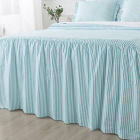 Jml 768692702786 Polka Dot Ruffle Skirt Bedspread With 30-inch Drop Blue Queen