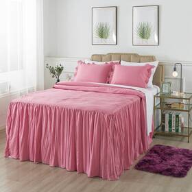 Jml 768692708085 Ruffle Skirt Bedspread Matching Area Rug Woodrose Twin