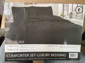 Wca01-blk Jml 836068006117 3-piece Blackqueen Quilt Set With Pillow Shams Soft Luxury Bedding New