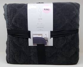 020710 Joie Home - Charcoal Black King Velvet Quilt Blanket 106 Inch X 92