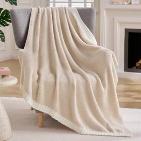 Joiedomi 840494308509 Throw Blanket For Couch Bed Sofa Beige 50 Inch X60 01