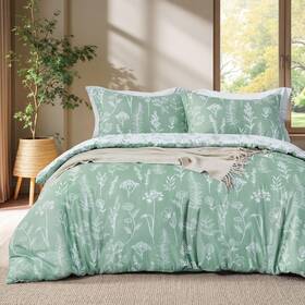 Joiedomi 840494325728 Queen Comforter Set Sage Green 3 Pieces Floral Bedding Wi