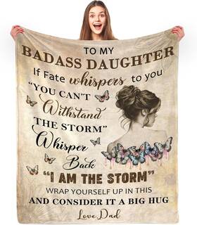 B10-storm Jopjoliw To My Badass Daughter Blanket From Dad - 50 Inch X 60 Christian