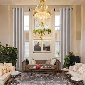 Jsfly 764923076381 Extra Long Linen Curtains 120 Inch Length 2 Panels Thick Faux Blended W