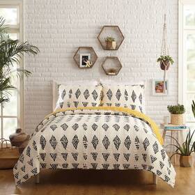 54666346 Jungalow By Justina Blakeney 3pc Full/queen Prosperity Quilt And Sham Set Black/white -
