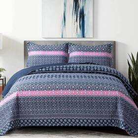 Jupitex 731235626986 Aztec Boho Striped Quilt Set Queen 3 Pcs Bohemian Rustic Bedding 90x96