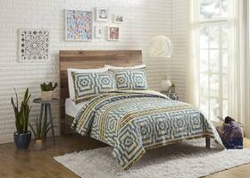 A075116blnfs Justina Blakeney Hypnotic Quilt Set King Blue