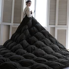Kappcr-07-q360blk Kakabell Pinch Pleat Goose Down Feathers Fiber Comforter Full/queen Size All