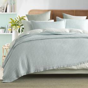 Kaloola 658358521366 100% Cotton Quilts Queen Size Solid Graishblue Lightweight Bedspreads