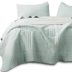 Kasentex 712424150161 Quilted Coverlet 3-pc Mini Bedding Set-all Season Lightweight Ultra Soft Ston