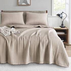 Kasentex 712424150314 Quilt Mini Set-stone Washed-super Soft Bedspread-light Weight-white Down Alte