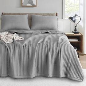 Kasentex 712424150352 Quilt Mini Set-stone Washed-super Soft Bedspread-light Weight-white Down Alte