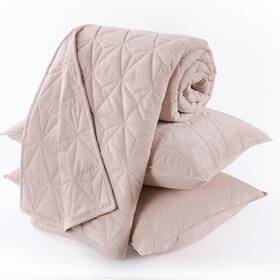 Kwx2423-rs Kasentex Velvet Quilt Set Luxury Geometric Oversized King Rose Pink