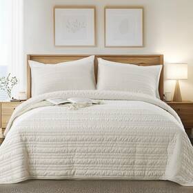 Kwx2424-lk-q Kasentex Queen Size Quilt Set 3 Pieces Ultra-soft Bedspread Coverlet With 2 Pillow Sh