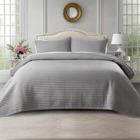 Kxw1804-gy-ok Kasentex Oversized King Quilt Set 112 Inch X106 Soft Washed 3-layer Lightweight Californ