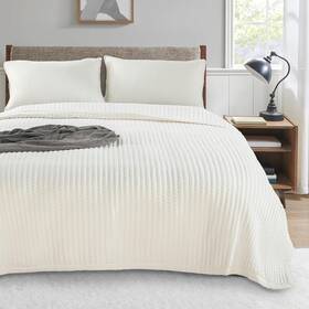 Kxw1804-iv-ok Kasentex Quilt-bedding-coverlet-blanket-set Machine Washable Ultra Soft Lightweight