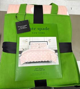 Kate Spade New York 198099158495 Stripe Dot 3-piece Full/queen Quilt Bedding Set 100% Cotton