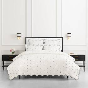 43025040716e Kate Spade New York Scalloped Edge 3-piece Full/queen Quilt Bedding Set 100%