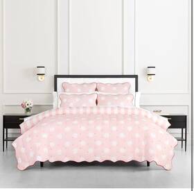 Kate Spade New York 445043365366 Stripe Dot 3-piece King Quilt Bedding Set Cotton Reversible Cover