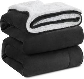 Sfbqu9035 Kawahome Sherpa Fleece Queen Size Blanket For Bed 90 Inch X Dark Grey