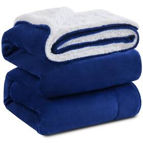 Sfbth2005 Kawahome Sherpa Fleece Throw Blanket For Bed - 50 Inch X 60 Navy Blue