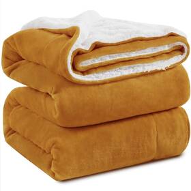 Sfbtw17 Kawahome Sherpa Fleece Twin Size Blanket For 66 Inch X 90 Ginger Yellow
