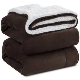 Sfbtw5018 Kawahome Sherpa Fleece Twin Size Blanket For Bed - 66 Inch X 90 Brown