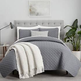 14013000271 Keeco Llc Comfortsure Soft 3-piece King/ Cal King Quilt Bedding Set King/cal Grey
