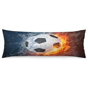 Kenadvi 783430628036 Soccer Body Pillow Cover Ball In Fire And Water Decorative Long