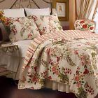 Kfqs8842 Unbranded King Size Cotton Quilt Set In Pink Beige Floral