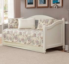 Kids Zone Home Linen 313105917969 Collection 5pc Daybed Cover Bedspread Quilt Set Floral Beige Pink Blue Taup