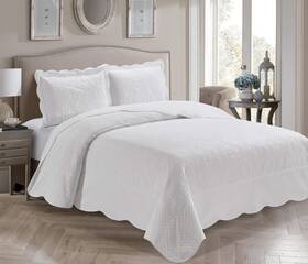 Kids Zone Home Linen 665752490280 Collection 3 Piece Over Size Embossed Solid Color Coverlet Bedspread New
